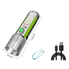 Load image into Gallery viewer, USB C Rechargeable LED Flashlight LED MINI Keychain Light with Tail Magnet Uv Light Multifunction Portable Torch Camping Lights