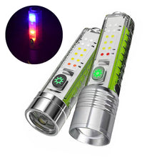 Load image into Gallery viewer, USB C Rechargeable LED Flashlight LED MINI Keychain Light with Tail Magnet Uv Light Multifunction Portable Torch Camping Lights