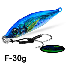 Load image into Gallery viewer, 1PC 30/40G 3D Printed Iron Plate Lure Bait Bionic Fish Scale Coating Fluorescent Long-Range Metal Bait For Bass And Mandarin Fish