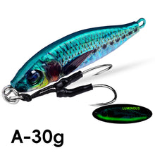 Load image into Gallery viewer, 1PC 30/40G 3D Printed Iron Plate Lure Bait Bionic Fish Scale Coating Fluorescent Long-Range Metal Bait For Bass And Mandarin Fish