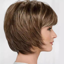 Load image into Gallery viewer, Elegant Ladies Short Wig Cover Straight Hair Fluffy Diagonal Bangs Golden White High-temperature Silk Wig Cover