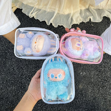 Load image into Gallery viewer, For 17cm Labubu V2 V3 15cm Cotton Doll Outfit Crossbody Pain Bag PVC Storage Bag Dolls Display Bag