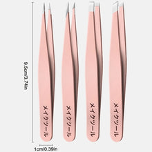 Load image into Gallery viewer, 4Pcs Beauty Tools Eyebrow Tweezer Set Stainless Steel Hair Removal Clip for Facial Hair Eyelash Eyebrows Tweezer Professional Beginners