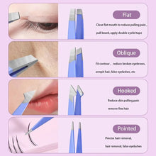 Load image into Gallery viewer, 4Pcs Beauty Tools Eyebrow Tweezer Set Stainless Steel Hair Removal Clip for Facial Hair Eyelash Eyebrows Tweezer Professional Beginners