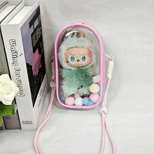 Load image into Gallery viewer, For 17cm Labubu V2 V3 15cm Cotton Doll Outfit Crossbody Pain Bag PVC Storage Bag Dolls Display Bag