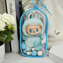 Load image into Gallery viewer, For 17cm Labubu V2 V3 15cm Cotton Doll Outfit Crossbody Pain Bag PVC Storage Bag Dolls Display Bag