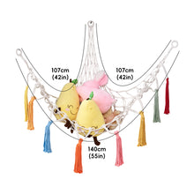 Load image into Gallery viewer, Handmade Toy Hammock Handwoven Cotton Toy Storage Net Artisan Made Wall Hanging Organizer for Kids Playroom Home