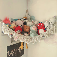 Load image into Gallery viewer, Handmade Toy Hammock Handwoven Cotton Toy Storage Net Artisan Made Wall Hanging Organizer for Kids Playroom Home