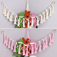 Load image into Gallery viewer, Handmade Toy Hammock Handwoven Cotton Toy Storage Net Artisan Made Wall Hanging Organizer for Kids Playroom Home