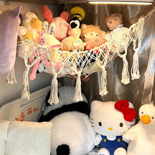 Load image into Gallery viewer, Handmade Toy Hammock Handwoven Cotton Toy Storage Net Artisan Made Wall Hanging Organizer for Kids Playroom Home