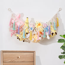 Load image into Gallery viewer, Large Capacity Handwoven Cotton Toy Storage Net Wall Hanging Organizer Boho Plush Toy Organizer Kids Room Decor