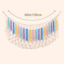 Load image into Gallery viewer, Large Capacity Handwoven Cotton Toy Storage Net Wall Hanging Organizer Boho Plush Toy Organizer Kids Room Decor