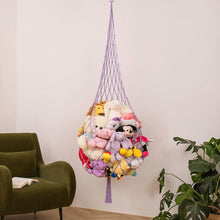 Load image into Gallery viewer, Stuffed Animals Storage Hammock Large Handmade Toy Organizer Artisan Made Net Wall Mounted Storage Bag Plush Toy Organizer