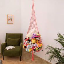 Load image into Gallery viewer, Stuffed Animals Storage Hammock Large Handmade Toy Organizer Artisan Made Net Wall Mounted Storage Bag Plush Toy Organizer