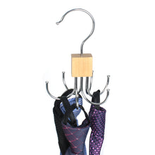 Load image into Gallery viewer, 360° Rotating Storage Hanger Clothes Hook Metal Belts Rack Wooden Organizer For Bras Ties Scarves Household Closet Organizer