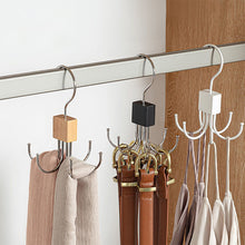 Load image into Gallery viewer, 360° Rotating Storage Hanger Clothes Hook Metal Belts Rack Wooden Organizer For Bras Ties Scarves Household Closet Organizer