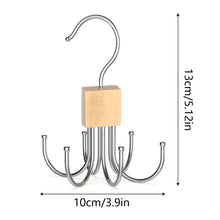 Load image into Gallery viewer, 360° Rotating Storage Hanger Clothes Hook Metal Belts Rack Wooden Organizer For Bras Ties Scarves Household Closet Organizer