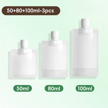 Load image into Gallery viewer, 50ml/80ml/100ml Matte Refill Pouch Travel-Size Leak-Proof Flip Cap Spout Accessible Food For Coffee Travel Toiletries DIY Cosmetics