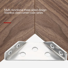 Load image into Gallery viewer, Corner Brackets Stainless Steel 3-Sided Furniture Corner Brace with Screw Multi-Functional Reinforcement Bracket for Tables Shelves Cabinet