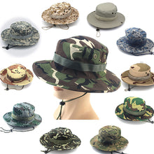 Load image into Gallery viewer, Camouflage Boonie Hat with Adjustable Brim Men Tactical Bucket Sun Caps Suitable For Outdoor Adventure Mountaineering Fishing