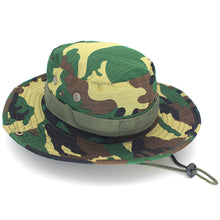 Load image into Gallery viewer, Camouflage Boonie Hat with Adjustable Brim Men Tactical Bucket Sun Caps Suitable For Outdoor Adventure Mountaineering Fishing