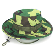Load image into Gallery viewer, Camouflage Boonie Hat with Adjustable Brim Men Tactical Bucket Sun Caps Suitable For Outdoor Adventure Mountaineering Fishing