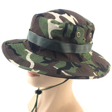 Load image into Gallery viewer, Camouflage Boonie Hat with Adjustable Brim Men Tactical Bucket Sun Caps Suitable For Outdoor Adventure Mountaineering Fishing