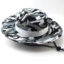 Load image into Gallery viewer, Camouflage Boonie Hat with Adjustable Brim Men Tactical Bucket Sun Caps Suitable For Outdoor Adventure Mountaineering Fishing