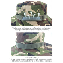 Load image into Gallery viewer, Camouflage Boonie Hat with Adjustable Brim Men Tactical Bucket Sun Caps Suitable For Outdoor Adventure Mountaineering Fishing