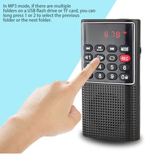 Load image into Gallery viewer, Mini Portable Pocket FM Radio Number key Handheld MP3 Walkman Radios with Recorder Rechargeable Battery For Walkman Go Hiking