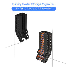 Load image into Gallery viewer, Battery Storage Organizer Wall Mount AA & AAA Combo Battery Dispenser Container Battery Keeper Holder for 10 AAA & 10 AA Battery