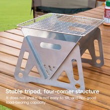 Load image into Gallery viewer, Stainless Steel Foldable Grill with Carry Bag Portable Lightweight Travel BBQ Grill Stand Quick Setup Backyard Picnic Car Trunk Camping Essentials