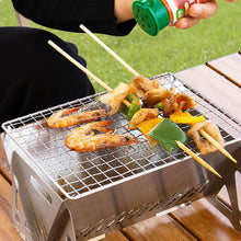 Load image into Gallery viewer, Stainless Steel Foldable Grill with Carry Bag Portable Lightweight Travel BBQ Grill Stand Quick Setup Backyard Picnic Car Trunk Camping Essentials