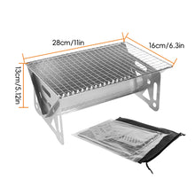 Load image into Gallery viewer, Stainless Steel Foldable Grill with Carry Bag Portable Lightweight Travel BBQ Grill Stand Quick Setup Backyard Picnic Car Trunk Camping Essentials