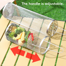 Load image into Gallery viewer, Vegetable Grill Basket with Quick Lock Handle Rotating BBQ Grill Cage Heat-Resistant Grilled meat veg mushrooms Tools Camping BBQ Accessory