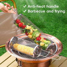 Load image into Gallery viewer, Vegetable Grill Basket with Quick Lock Handle Rotating BBQ Grill Cage Heat-Resistant Grilled meat veg mushrooms Tools Camping BBQ Accessory