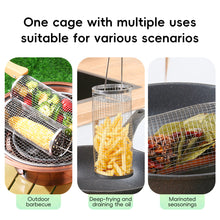 Load image into Gallery viewer, Vegetable Grill Basket with Quick Lock Handle Rotating BBQ Grill Cage Heat-Resistant Grilled meat veg mushrooms Tools Camping BBQ Accessory