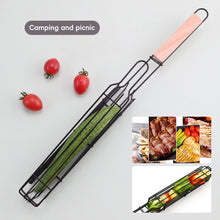 Load image into Gallery viewer, Barbecue Cage With Wooden Handle Camping Meat and Vegetable BBQ Net Rack Outdoor Camping Picnic Barbecue Tools Family Party Gift