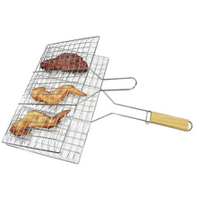 Load image into Gallery viewer, BBQ Clip Grill Basket with Handle Heat-Resistant Foldable Rotating Grill Tray for Chicken Wings Vegetables Shrimp Cooking Accessories