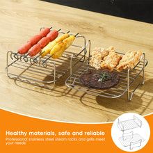Load image into Gallery viewer, Stainless Steel Steamer Rack for Oven Air fryer Dishwasher-Safe & Stackable Air Fryer Accessories Stackable Rack for Jerky/Fruits Dehydrating/BBQ