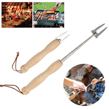 Load image into Gallery viewer, Scalable BBQ Forks with Wooden Handle Sticks Skewers Hot Dog Telescoping Roasting Fork Camping BBQ Grill Accessories