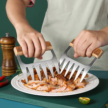 Load image into Gallery viewer, Kitchen Claw BBQ Meat Separator Shredder with Wooden Handle Manual Meat Clamp Roasting Fork Turkey Chicken Kitchen Gadgets Tool