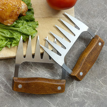 Load image into Gallery viewer, Kitchen Claw BBQ Meat Separator Shredder with Wooden Handle Manual Meat Clamp Roasting Fork Turkey Chicken Kitchen Gadgets Tool