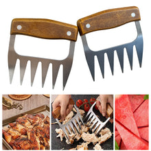 Load image into Gallery viewer, Kitchen Claw BBQ Meat Separator Shredder with Wooden Handle Manual Meat Clamp Roasting Fork Turkey Chicken Kitchen Gadgets Tool