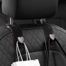 Load image into Gallery viewer, Car Seat Headrest Hooks 2 in 1 Leather Heart Shape Metal Back Hook Purse and Bag Backpack Double Hook Seat Hanger