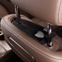 Load image into Gallery viewer, Car Seat Headrest Hooks 2 in 1 Leather Heart Shape Metal Back Hook Purse and Bag Backpack Double Hook Seat Hanger