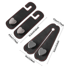 Load image into Gallery viewer, Car Seat Headrest Hooks 2 in 1 Leather Heart Shape Metal Back Hook Purse and Bag Backpack Double Hook Seat Hanger