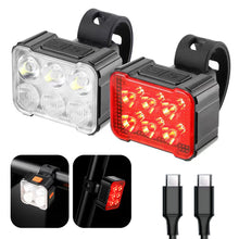 Load image into Gallery viewer, 1PC LED High-Brightness Bicycle Front And Rear Lights Multi-Mode Night Riding Safety Warning Lights Type-C Fast Charging