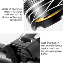 Load image into Gallery viewer, Bicycle Aluminum Alloy Retractable Zoom Headlights High-Brightness Night Riding Warning Lights USB Charging Outdoor Cycling Equipment