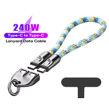 Load image into Gallery viewer, PD240W Phone Lanyard Charge Cable 2 in 1 USB-C to USB-C Super Fast Charge Data Cable Zinc Alloy Head Lanyard Fast Charging Cable